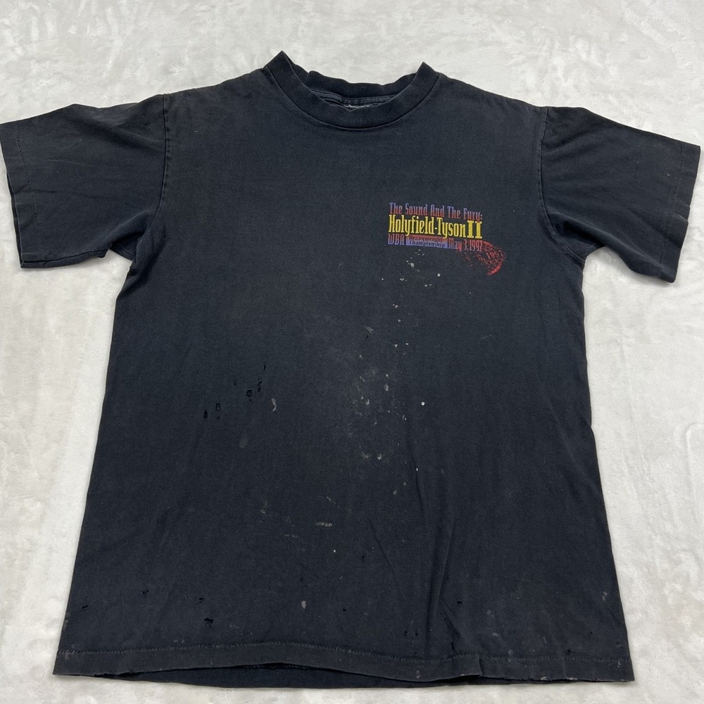 Vintage Holyfield-Tyson II T-Shirt Men Large Black 1997 Boxing MGM Thrashed